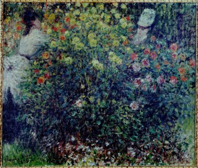 Ragazze giovani in un massiccio di dalie da Claude Monet